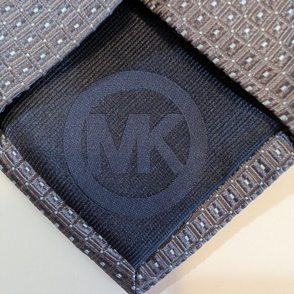 Michael Kors Silk Tie - Geometric Print - Grey - Picture 3 of 8